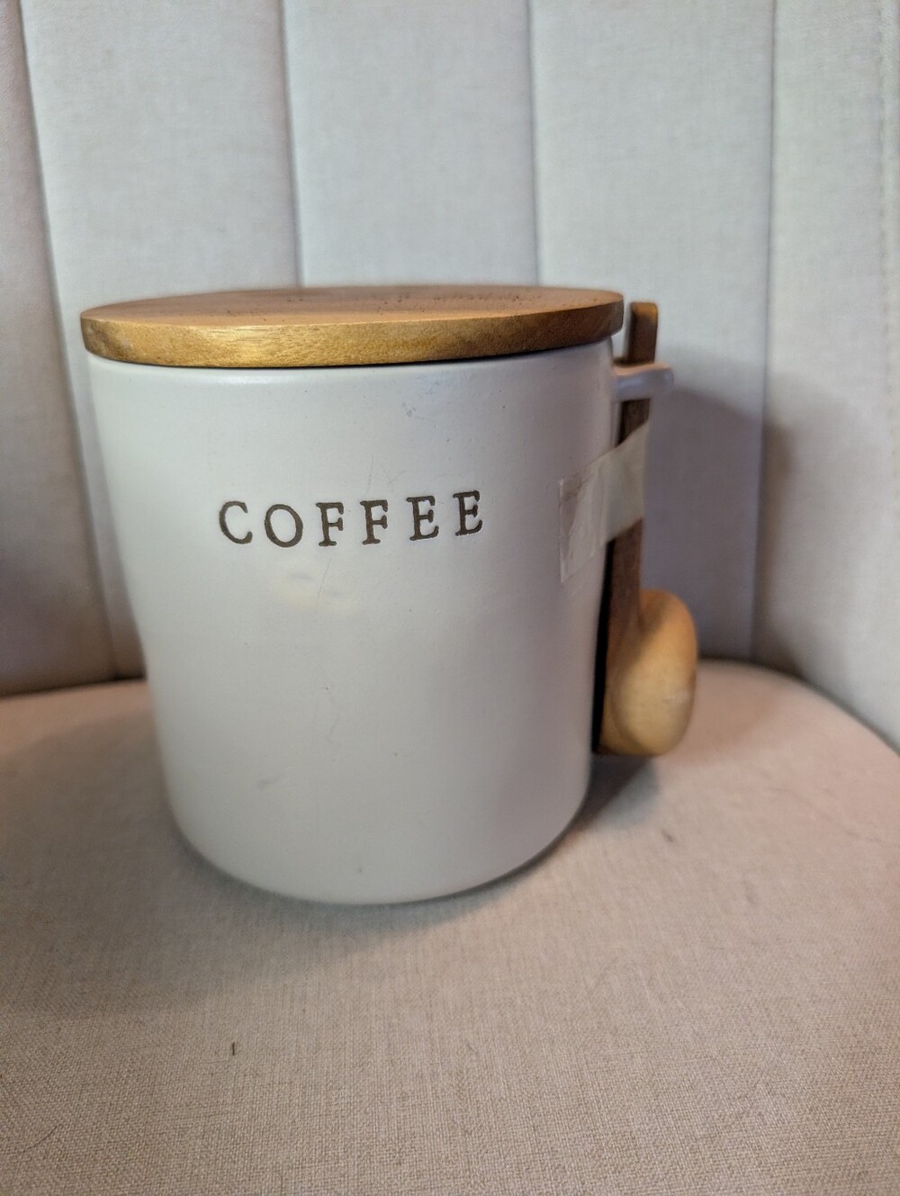 Hearth & Hand Cream Coffee Canister with Brown Lid and Scoop